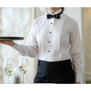 NWT Henry Segal Lady Martino Shirt Womens Sz‎ 22 White Wait Staff Server Pleated